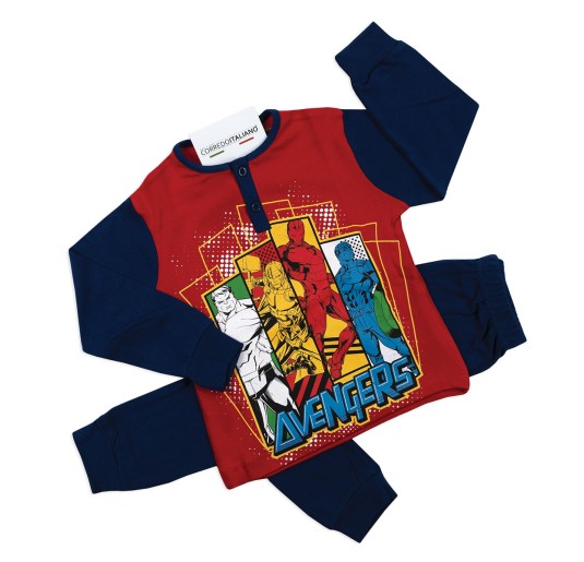 Boys character pyjamas Avengers in warm interlock cotton