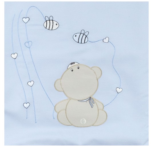Set piumotto neonato azzurro Dolci Sogni in cotone ricamato 2