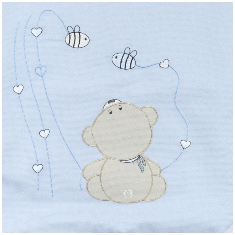 Piumotto per culletta con orsetto e api Dolci Sogni azzurro