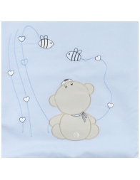 Dolci Sogni blue crib duvet with teddy bear and bees embroidery