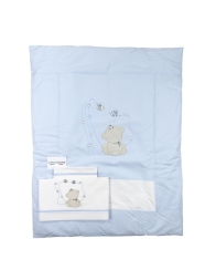 Set piumotto neonato azzurro Dolci Sogni in cotone ricamato