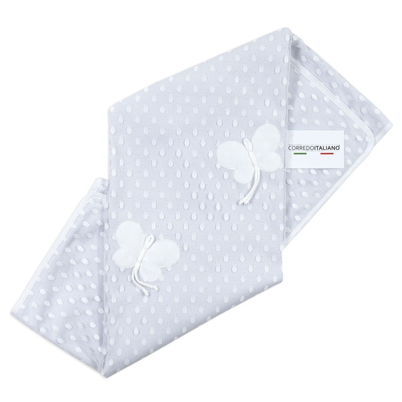 Baby blanket in cotton and lace Stella with butterflies and dots Baby blanket in cotton and lace Stella with butterflies and dots