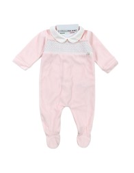 Coccodè Firenze pink velour baby sleepsuit