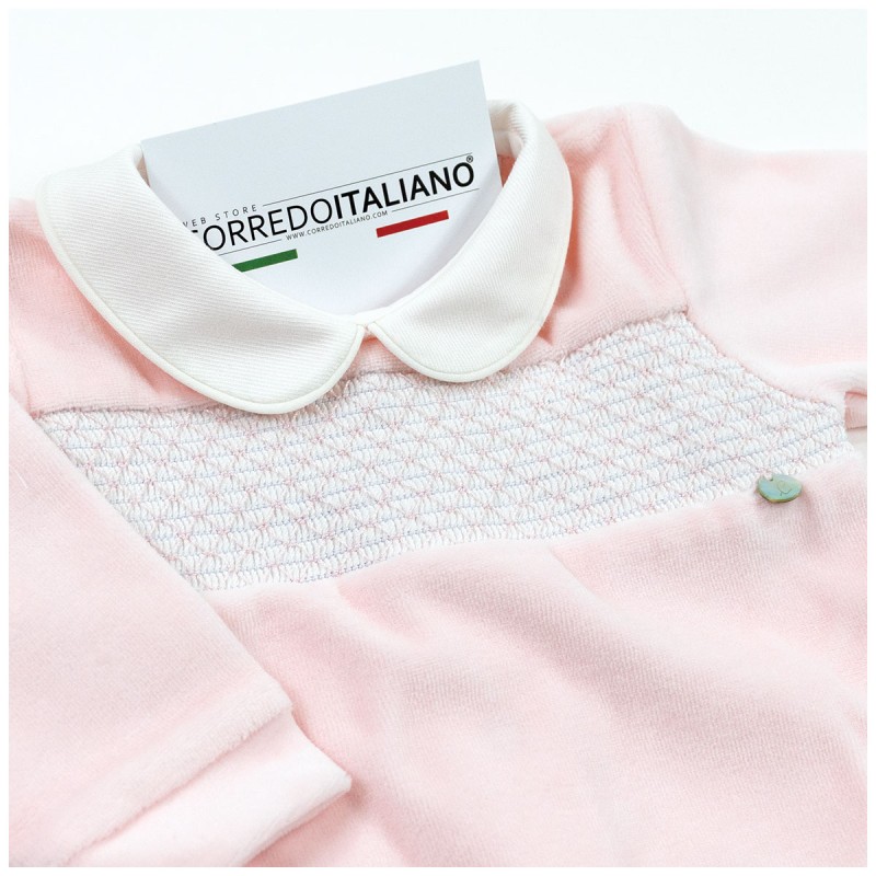 Tutina neonata in ciniglia rosa Coccodè Firenze