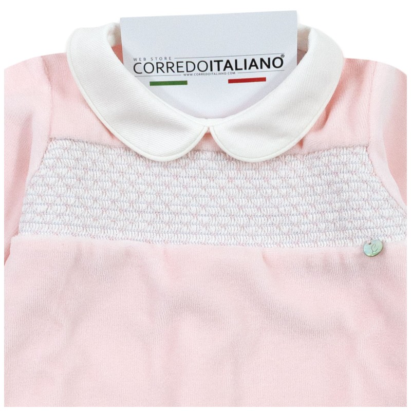 Elegant velour newborn sleepsuit