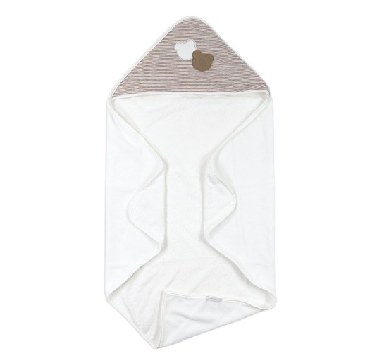 Coccode’ newborn hooded towel in cotton and bamboo beige