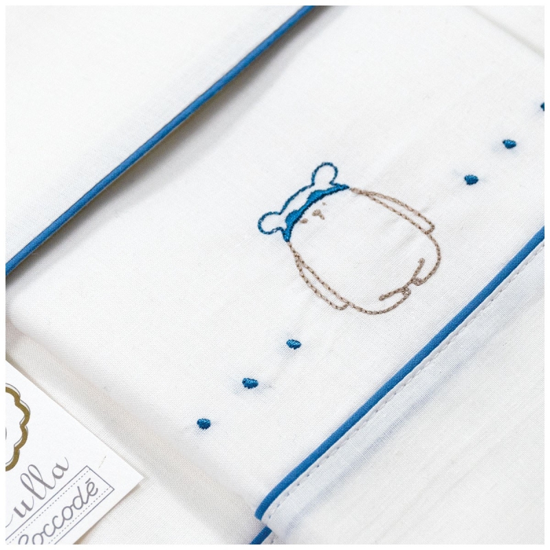 Embroidered Cradle and Stroller Sheet Set – Teddy Bear – Coccodè Firenze LC62406