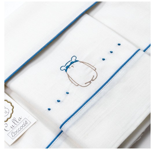 Embroidered Cradle and Stroller Sheet Set – Teddy Bear – Coccodè Firenze LC62406 2