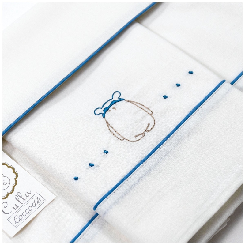 Embroidered Cradle and Stroller Sheet Set – Teddy Bear – Coccodè Firenze LC62406