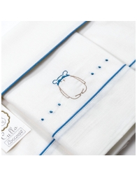 Embroidered Cradle and Stroller Sheet Set – Teddy Bear – Coccodè Firenze LC62406