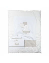 Baby crib duvet and sheet set Dolci Sogni with teddy embroidery