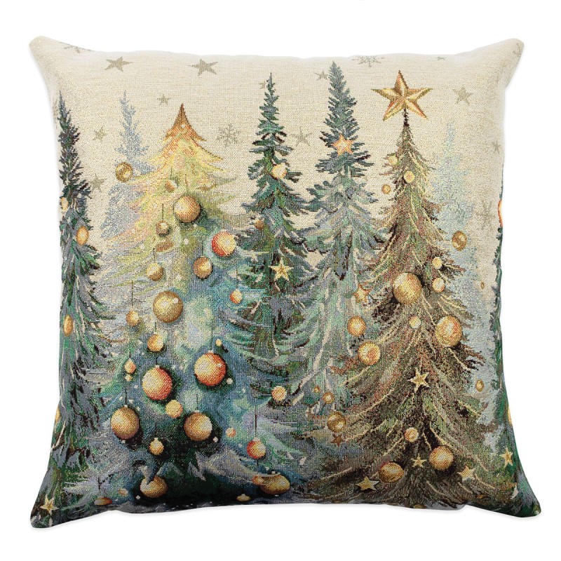 Albero Gold - Cuscino arredo natalizio in tessuto gobelin 45x45 cm