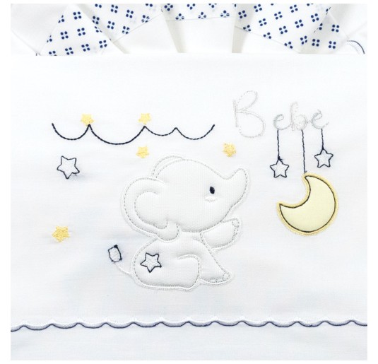 Baby crib sheet set in cotton with elephant embroidery Made in Italy 2