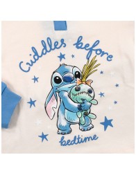 Top detail of Disney winter pyjamas featuring Stitch print