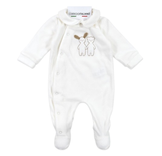 Tutina in ciniglia ricamata con Cuccioli - Coccode' Firenze