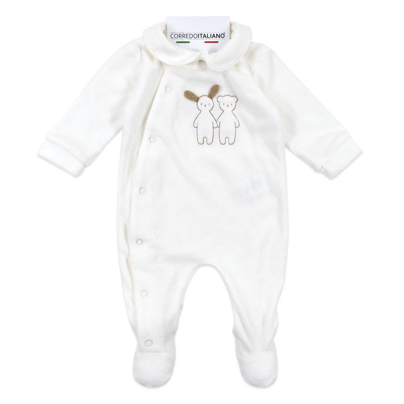 Tutina in ciniglia ricamata con Cuccioli - Coccode' Firenze