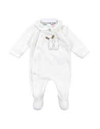 Velour embroidered baby romper with Puppies - Coccode' Firenze