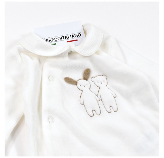 Velour embroidered baby romper with Puppies - Coccode' Firenze 2