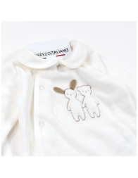 Velour embroidered baby romper with Puppies - Coccode' Firenze C62000C