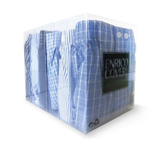 Set of 6 Pure Cotton Woven Boxers with Button – Enrico...