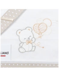 baby pram cotton sheets with bear embroidery made in italy