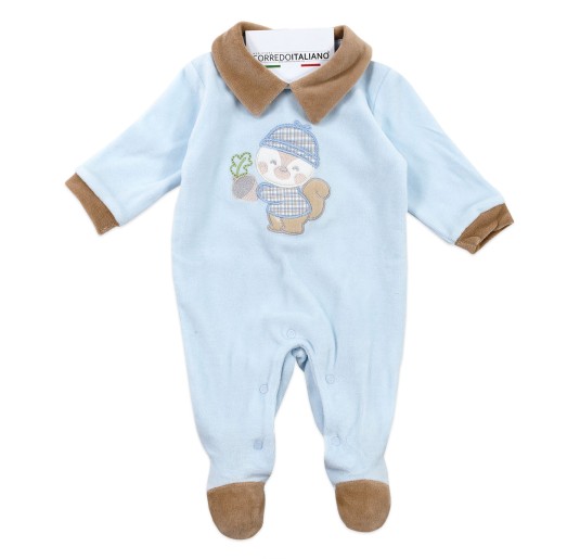 Baby boy chenille romper Nazareno Gabrielli blue