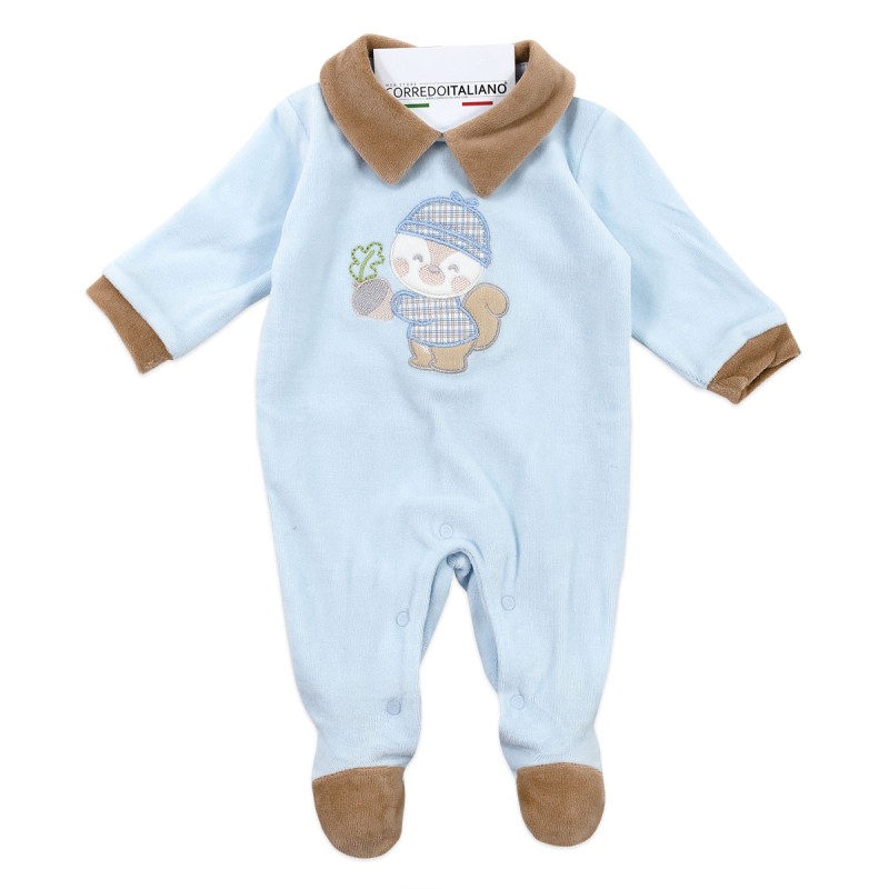 Baby boy chenille romper Nazareno Gabrielli blue