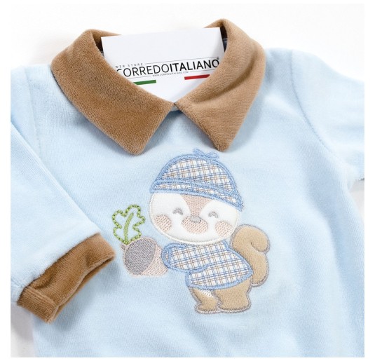 Baby boy chenille romper Nazareno Gabrielli blue 2