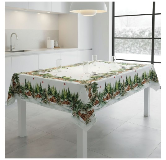 Tavola imbandita con tovaglia natalizia elegante Made in Italy