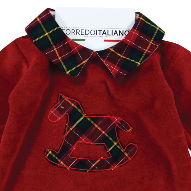 Christmas velour baby romper with... Christmas velour baby romper with...