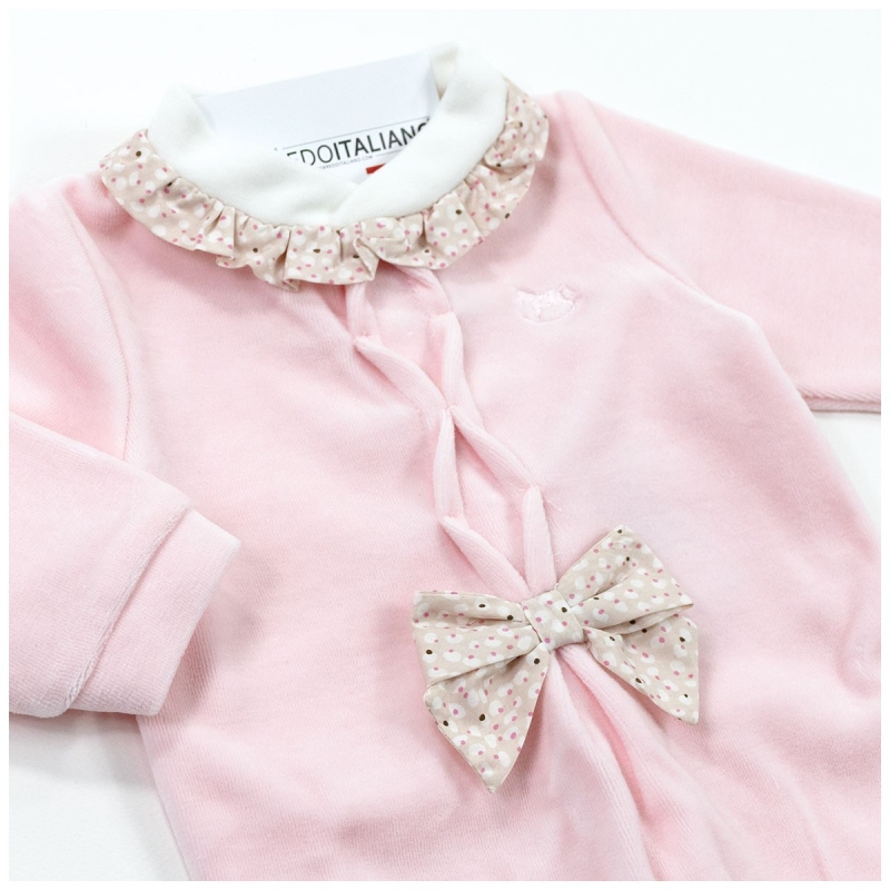 Baby girl velour sleepsuit with...