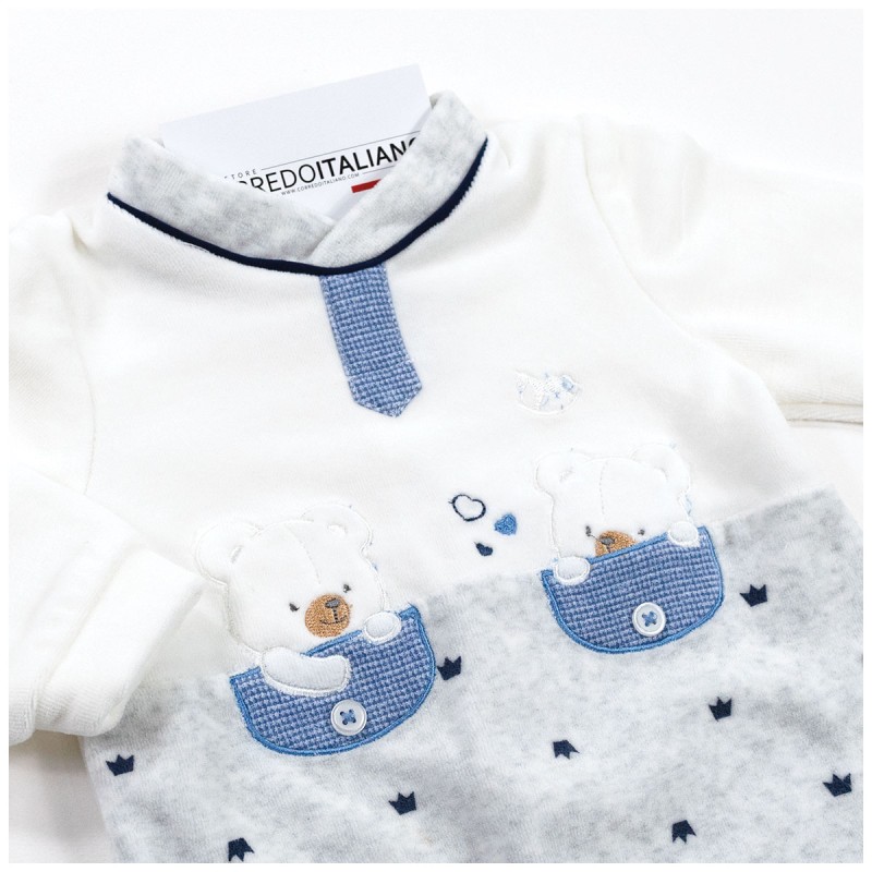 Tutina in ciniglia con orsetti - Mio Piccolo TU383GR Tutina in ciniglia con orsetti - Mio Piccolo TU383GR