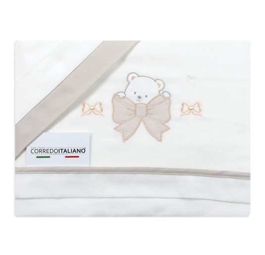 Set lenzuola in flanella per lettino - Orsetto e Fiocco - Mio Piccolo FLL317