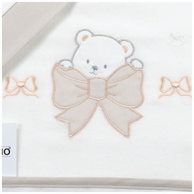 Flannel Cot Sheet Set – Bear with Bow... Flannel Cot Sheet Set – Bear with Bow...