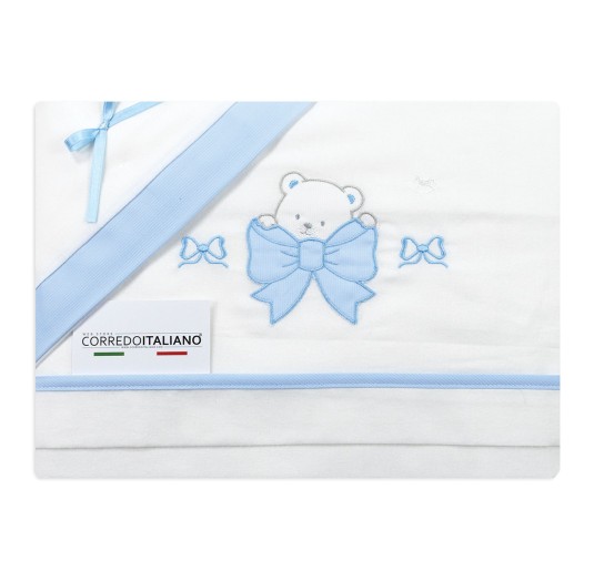 Set lenzuola in flanella per lettino - Orsetto e Fiocco - Mio Piccolo FLL317 2