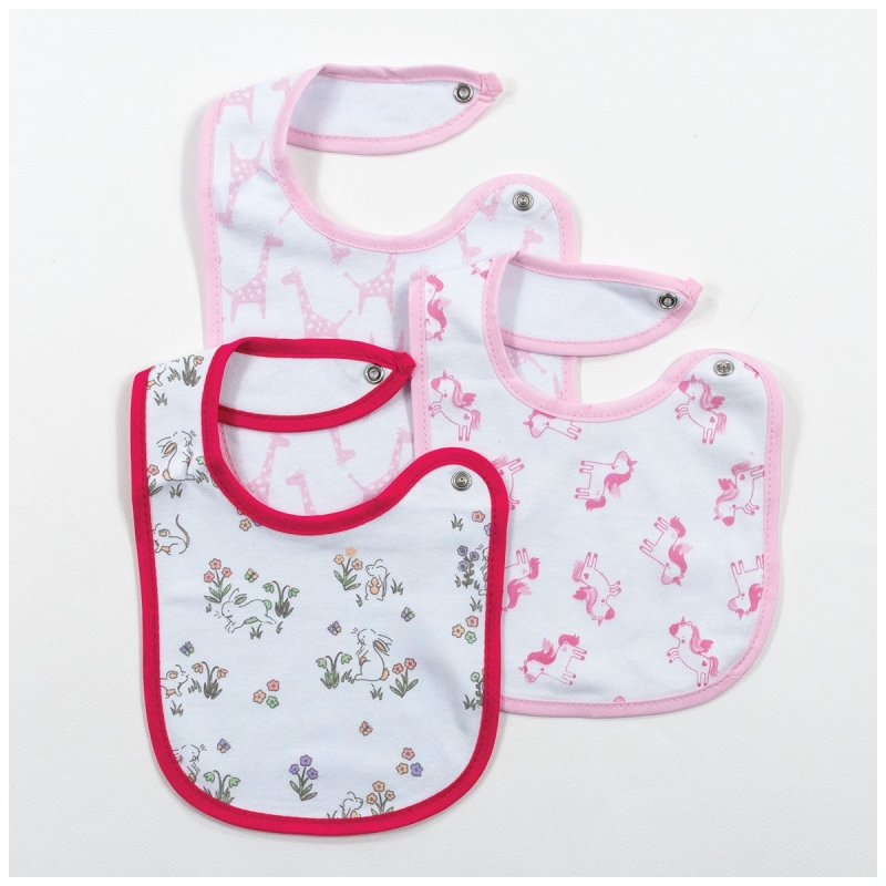 Set of 3 cotton bibs with clip closure - Irge Baby IR1384/2FX