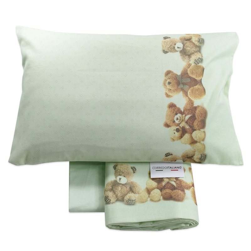 Flannel baby cot sheet with teddy bears Manifattura Imberti