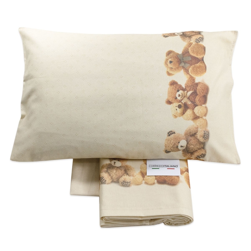Cot bed sheet set flannel - Little Bears - Manifattura Imberti MI005BG