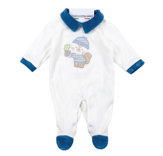 Tutina in ciniglia con scoitattolo ricamato - Nazareno...