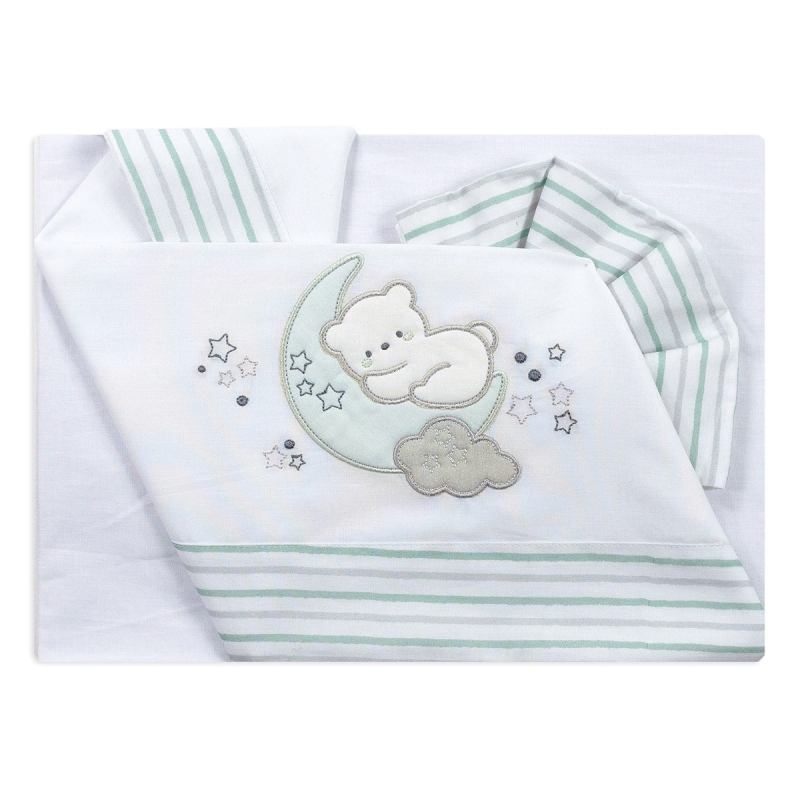 Little Bear - Cradle Pram sheet set Bruco Bruco - Green