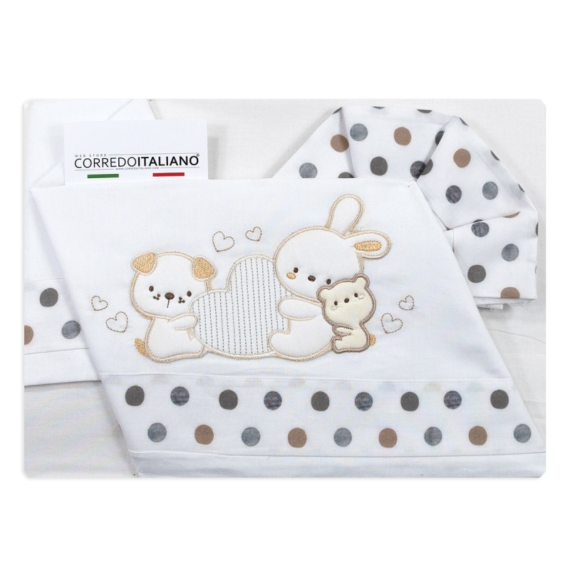 Maxi Next To Me Crib Sheet Set – Little Heart and Animals – Bruco Bruco EX2166