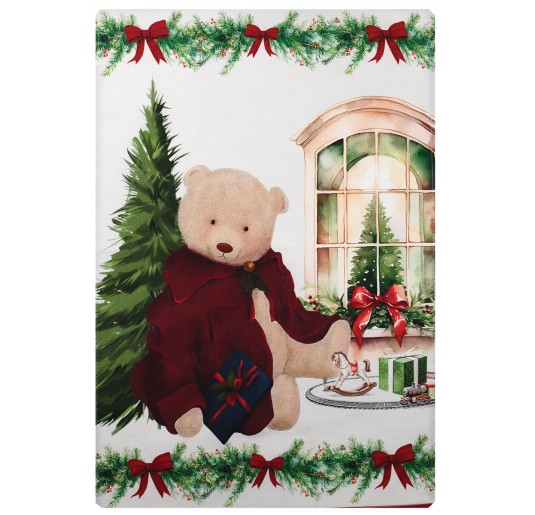 Bear and Toys - Christmas dish towel with HD digital print