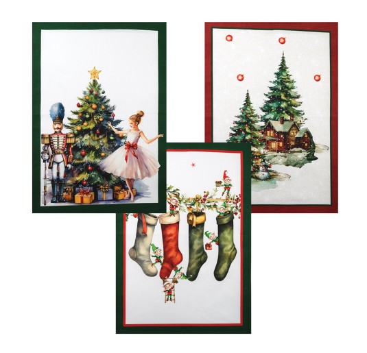 Christmas – Set of 3 Cotton Tea Towels with HD Digital Print – Corredo Italiano®