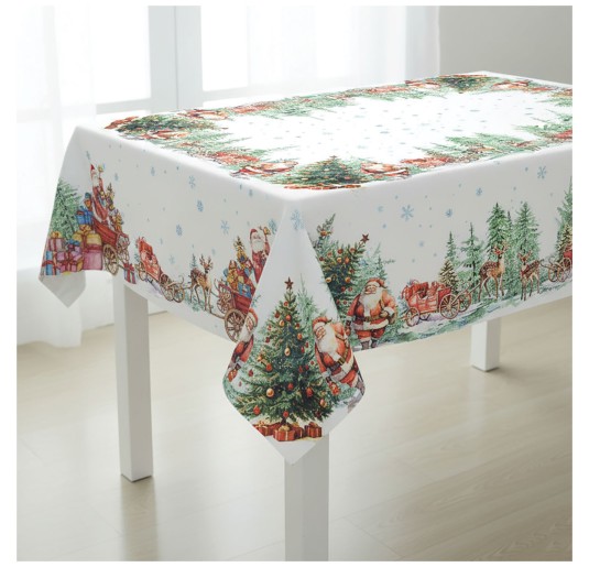 Christmas Tablecloth in Pure Cotton – Santa Claus – Corredo Italiano®