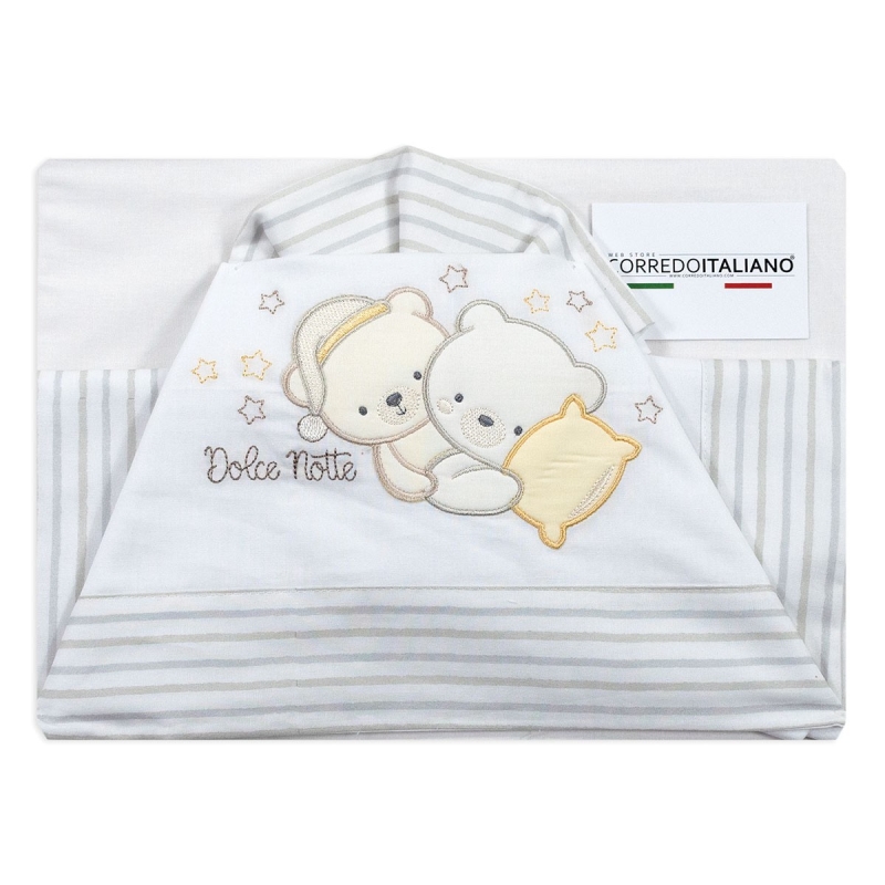 Crib Cot sheet set - Sweet Night - Bruco Bruco - Gray