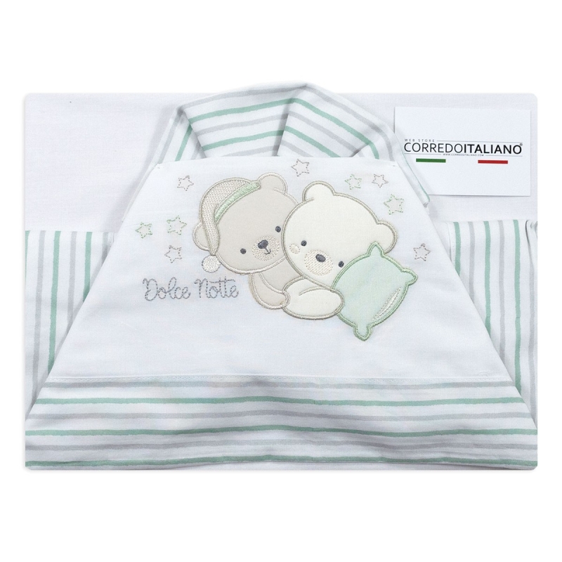 Crib Cot sheet set - Sweet Night - Bruco Bruco - Green