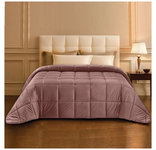 Solid color velvet quilt for double bed – Nuvola –...
