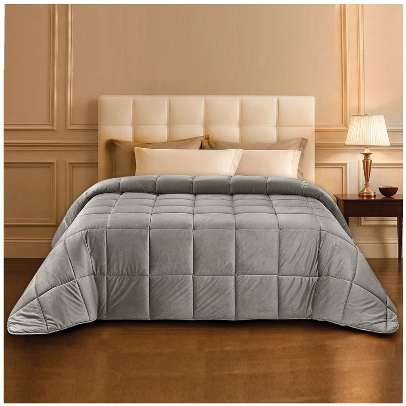 Trapunta di velluto italiana Nuvola su letto matrimoniale - Grigio