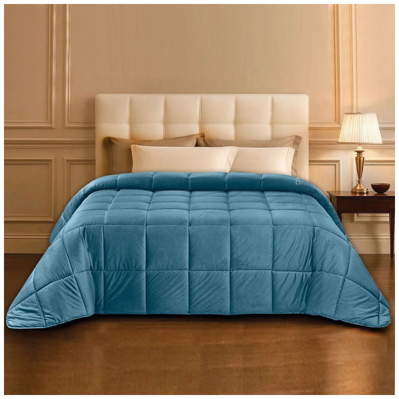 Trapunta di velluto italiana Nuvola su letto matrimoniale - Polvere