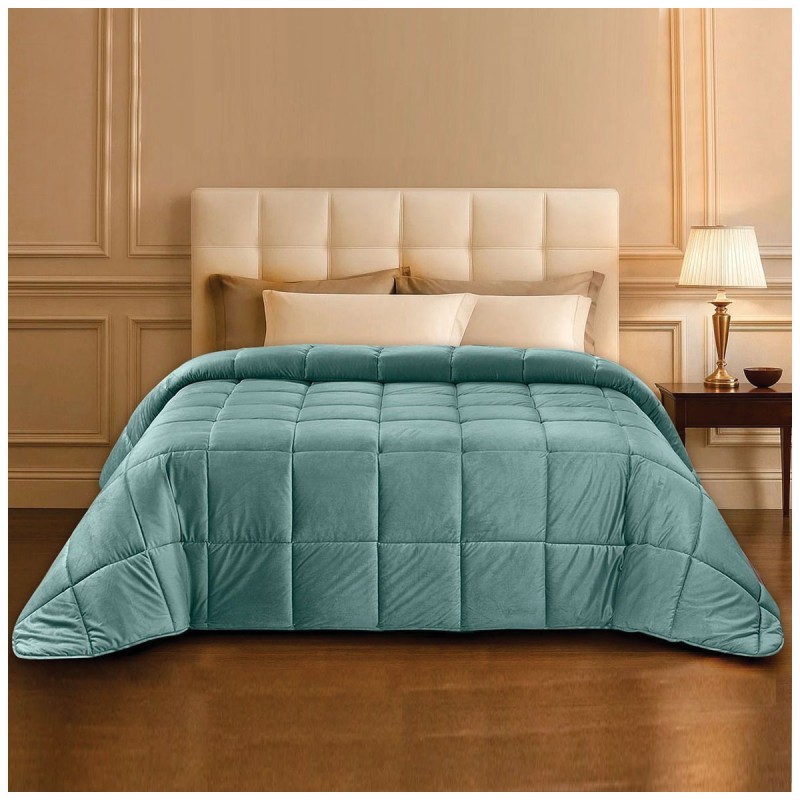 Solid color velvet quilt for double bed – Nuvola – Cotoneria Italiana